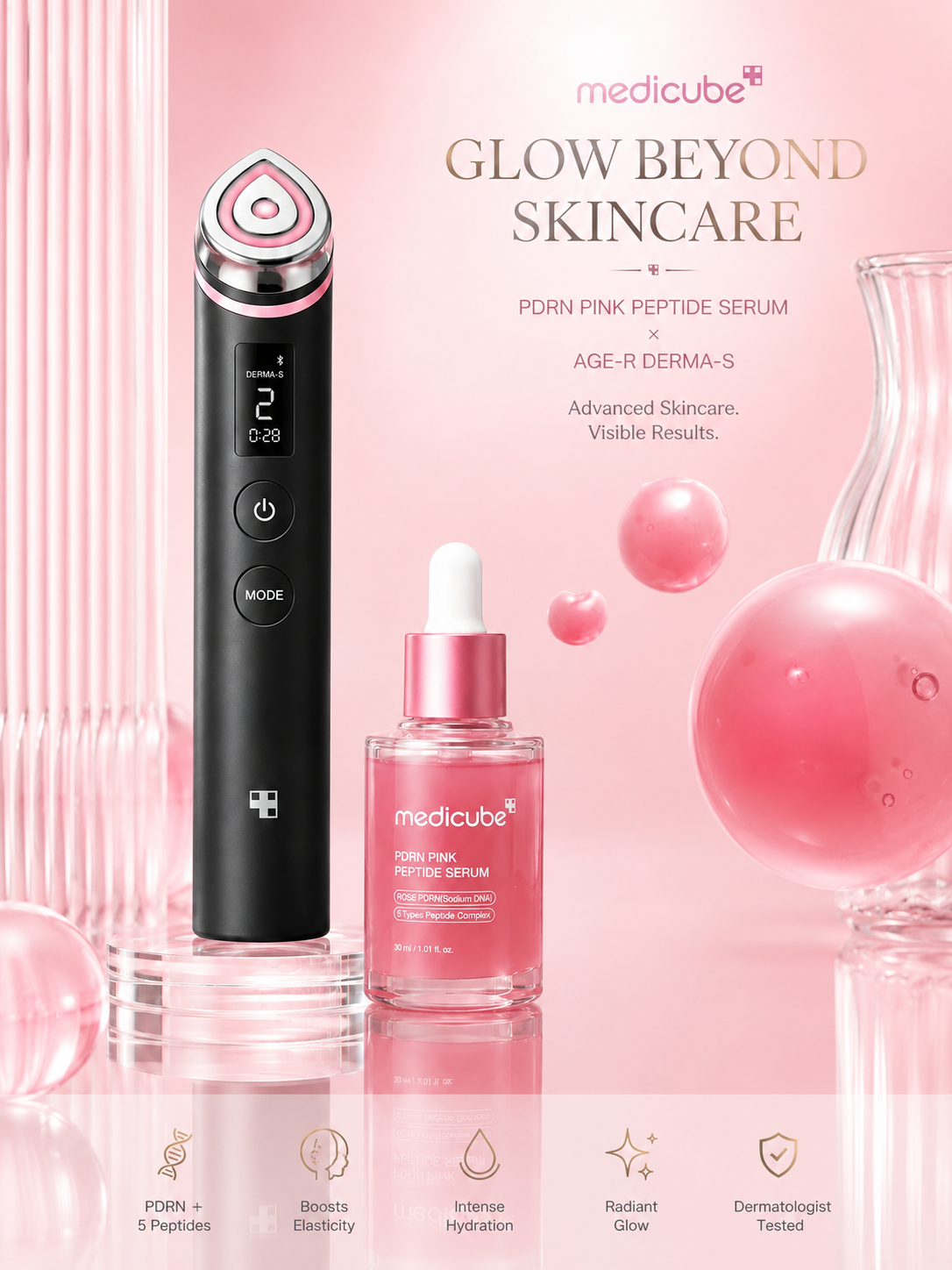 Medicube Age-R Booster Pro + PDRN Pink Peptide Serum Duo – Glass Skin Glow Set